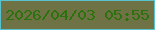 文字の大きさ：1、枠の色：59c2d1、背景の色：6f7245、文字の色：2b710e 無料ブログパーツのブログ時計
