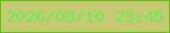 文字の大きさ：3、枠の色：59c70d、背景の色：c7c973、文字の色：64f057 無料ブログパーツのブログ時計