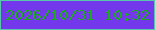 文字の大きさ：5、枠の色：59c7ac、背景の色：7438ec、文字の色：19ad1c 無料ブログパーツのブログ時計
