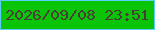 文字の大きさ：5、枠の色：59cdfc、背景の色：0ac507、文字の色：493e34 無料ブログパーツのブログ時計