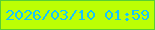 文字の大きさ：3、枠の色：59cf32、背景の色：bcff04、文字の色：14c5fc 無料ブログパーツのブログ時計