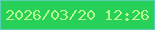文字の大きさ：5、枠の色：59cfb3、背景の色：27d059、文字の色：b5f98a 無料ブログパーツのブログ時計