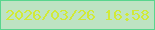 文字の大きさ：1、枠の色：59d58e、背景の色：bee3c3、文字の色：d1ea37 無料ブログパーツのブログ時計