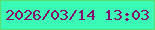 文字の大きさ：1、枠の色：59dd71、背景の色：3bfab5、文字の色：84106b 無料ブログパーツのブログ時計