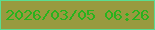文字の大きさ：2、枠の色：59dd92、背景の色：989a3f、文字の色：28b31d 無料ブログパーツのブログ時計