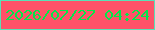 文字の大きさ：2、枠の色：59e1b6、背景の色：ff5268、文字の色：04e74a 無料ブログパーツのブログ時計