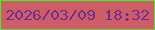 文字の大きさ：2、枠の色：59e42a、背景の色：cd5d66、文字の色：722e8f 無料ブログパーツのブログ時計