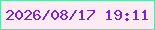 文字の大きさ：3、枠の色：59e5aa、背景の色：fdeaf2、文字の色：7822dc 無料ブログパーツのブログ時計