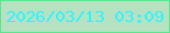 文字の大きさ：2、枠の色：59e78d、背景の色：b7e2c2、文字の色：30f3fb 無料ブログパーツのブログ時計