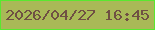 文字の大きさ：1、枠の色：59e830、背景の色：a9b957、文字の色：6f4f43 無料ブログパーツのブログ時計