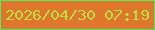 文字の大きさ：4、枠の色：59e95e、背景の色：de762c、文字の色：bbdd40 無料ブログパーツのブログ時計