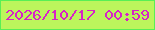 文字の大きさ：3、枠の色：59ef55、背景の色：bcf55c、文字の色：d722c8 無料ブログパーツのブログ時計