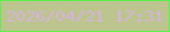 文字の大きさ：5、枠の色：59f14a、背景の色：bcc58d、文字の色：d5b3dc 無料ブログパーツのブログ時計