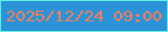 文字の大きさ：1、枠の色：59f1e5、背景の色：2c93d7、文字の色：fb7e57 無料ブログパーツのブログ時計