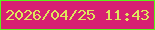 文字の大きさ：4、枠の色：59f31a、背景の色：d72072、文字の色：dfe65c 無料ブログパーツのブログ時計