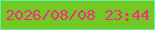 文字の大きさ：4、枠の色：59f6a5、背景の色：74c823、文字の色：f72b82 無料ブログパーツのブログ時計