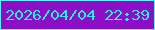 文字の大きさ：1、枠の色：59f6fd、背景の色：8d0ec7、文字の色：25f0e3 無料ブログパーツのブログ時計