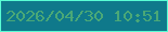 文字の大きさ：4、枠の色：59ffd4、背景の色：0f798b、文字の色：4aa877 無料ブログパーツのブログ時計
