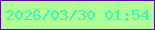 文字の大きさ：1、枠の色：5a01b3、背景の色：b0ff95、文字の色：3bf6b3 無料ブログパーツのブログ時計