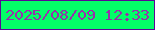 文字の大きさ：1、枠の色：5a0696、背景の色：03fe67、文字の色：982fab 無料ブログパーツのブログ時計