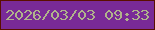 文字の大きさ：4、枠の色：5a0f00、背景の色：792a97、文字の色：b0b38b 無料ブログパーツのブログ時計