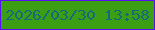 文字の大きさ：3、枠の色：5a0ff0、背景の色：3c9f13、文字の色：146b7c 無料ブログパーツのブログ時計