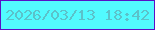 文字の大きさ：2、枠の色：5a10c6、背景の色：52fafe、文字の色：5bc2ca 無料ブログパーツのブログ時計