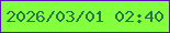 文字の大きさ：5、枠の色：5a11b6、背景の色：84ff3d、文字の色：297448 無料ブログパーツのブログ時計