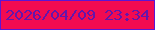 文字の大きさ：3、枠の色：5a16d4、背景の色：f10b51、文字の色：6415ab 無料ブログパーツのブログ時計