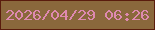文字の大きさ：3、枠の色：5a1c0d、背景の色：8a683c、文字の色：de89b0 無料ブログパーツのブログ時計