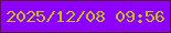 文字の大きさ：5、枠の色：5a1c1d、背景の色：8d02fc、文字の色：bfc40b 無料ブログパーツのブログ時計