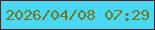 文字の大きさ：3、枠の色：5a1c1e、背景の色：49d8f6、文字の色：737426 無料ブログパーツのブログ時計
