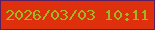 文字の大きさ：5、枠の色：5a1f5e、背景の色：df300e、文字の色：a0b622 無料ブログパーツのブログ時計