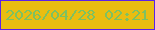 文字の大きさ：2、枠の色：5a22e8、背景の色：e9bd11、文字の色：7dc161 無料ブログパーツのブログ時計
