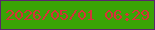 文字の大きさ：1、枠の色：5a256d、背景の色：3aa306、文字の色：d53239 無料ブログパーツのブログ時計