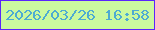 文字の大きさ：4、枠の色：5a25fc、背景の色：cbf99f、文字の色：4dabd2 無料ブログパーツのブログ時計