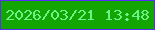 文字の大きさ：3、枠の色：5a2cfe、背景の色：13a501、文字の色：6af388 無料ブログパーツのブログ時計