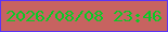 文字の大きさ：5、枠の色：5a34f6、背景の色：c76360、文字の色：08cb25 無料ブログパーツのブログ時計