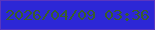 文字の大きさ：2、枠の色：5a35bf、背景の色：2c27d6、文字の色：395d2d 無料ブログパーツのブログ時計