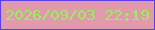 文字の大きさ：3、枠の色：5a3eea、背景の色：e09aac、文字の色：97f15a 無料ブログパーツのブログ時計