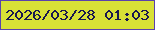 文字の大きさ：2、枠の色：5a42ac、背景の色：d8e136、文字の色：19184f 無料ブログパーツのブログ時計