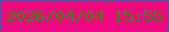 文字の大きさ：3、枠の色：5a49a9、背景の色：f0077e、文字の色：3c8506 無料ブログパーツのブログ時計