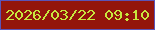 文字の大きさ：4、枠の色：5a54b8、背景の色：93150c、文字の色：c7e83e 無料ブログパーツのブログ時計