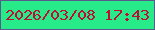 文字の大きさ：5、枠の色：5a598b、背景の色：27eb88、文字の色：be0d37 無料ブログパーツのブログ時計