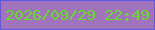 文字の大きさ：2、枠の色：5a59e7、背景の色：a273bd、文字の色：67dd21 無料ブログパーツのブログ時計