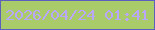 文字の大きさ：1、枠の色：5a60be、背景の色：aacb69、文字の色：bca7ff 無料ブログパーツのブログ時計