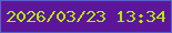 文字の大きさ：4、枠の色：5a60cc、背景の色：5d169a、文字の色：b1ea0c 無料ブログパーツのブログ時計