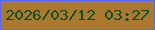 文字の大きさ：3、枠の色：5a66fb、背景の色：aa792f、文字の色：134f24 無料ブログパーツのブログ時計
