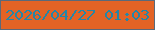 文字の大きさ：2、枠の色：5a6979、背景の色：e36325、文字の色：2586a7 無料ブログパーツのブログ時計
