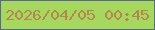 文字の大きさ：1、枠の色：5a6987、背景の色：a6d85f、文字の色：b68651 無料ブログパーツのブログ時計
